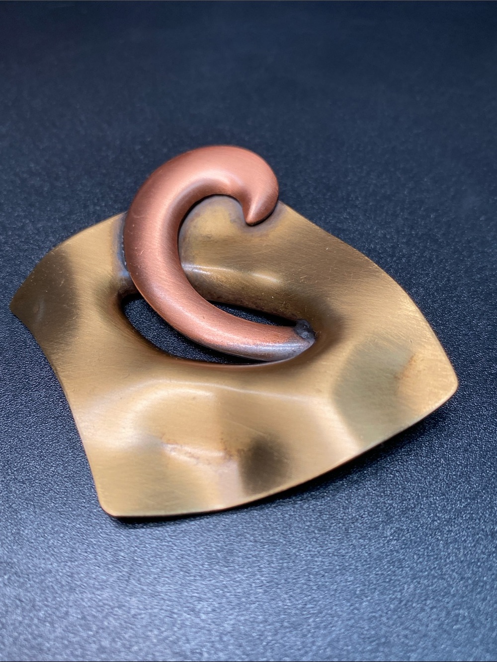 🍇Abstract Copper and Brass Scarf Clip Jewelry Accessory Vintage Metal Art 2